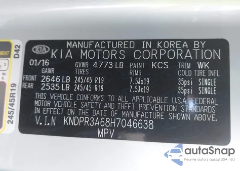 2017 Kia Sportage Sx Turbo z USA, uszkodzony, nr VIN KNDPR3A68H7046638